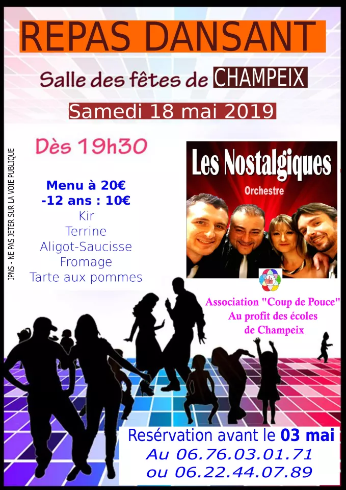 Repas dansant Champeix Samedi 18 mai 2019 19h30