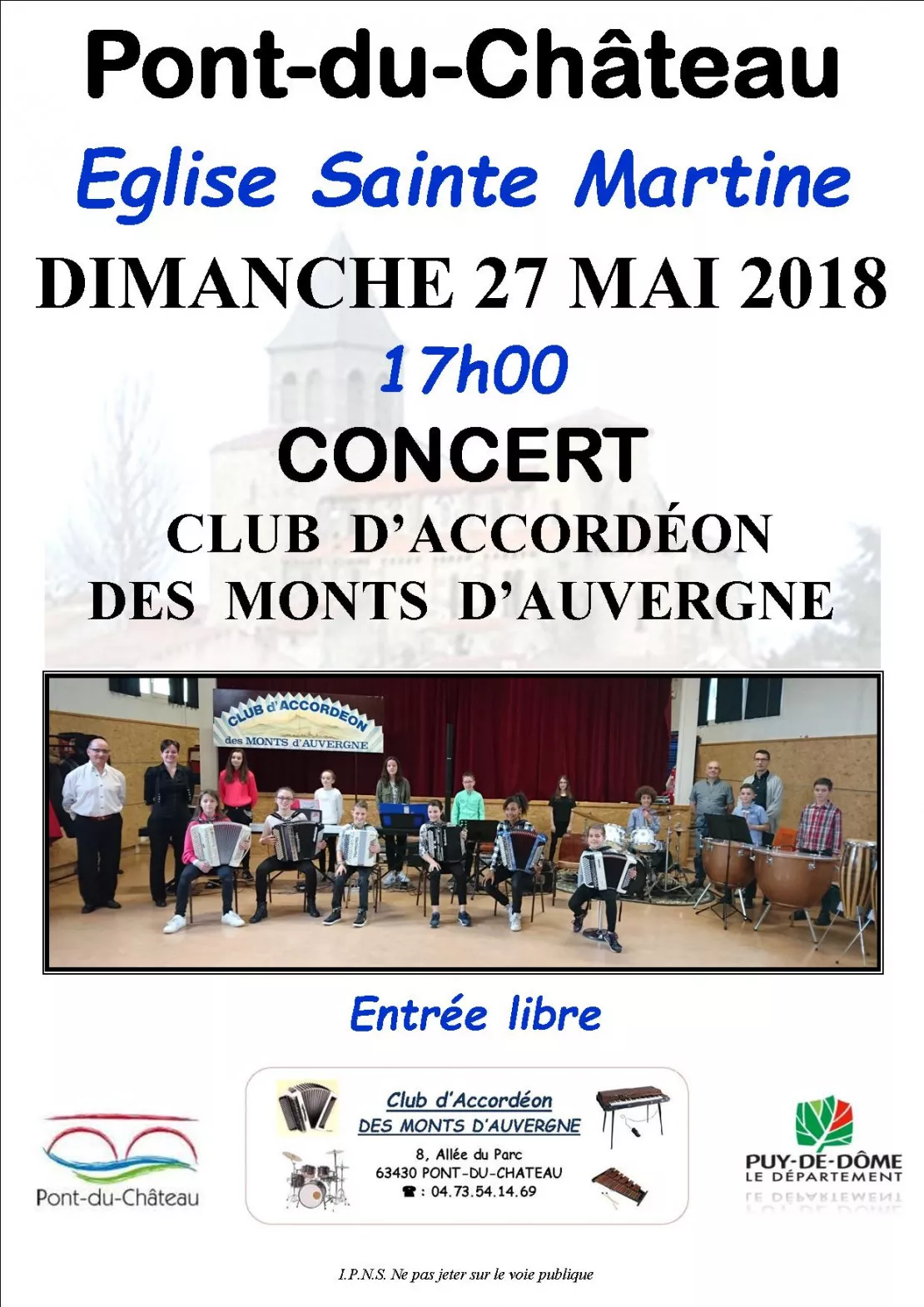Pont-du-Chateau : Concert de printemps du Club d'Accordéon des Monts d'Auvergne