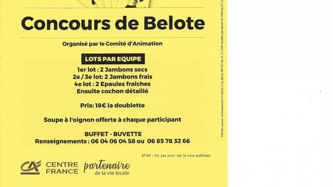 Concours de belote - Sauviat Concours de belote - Sauviat