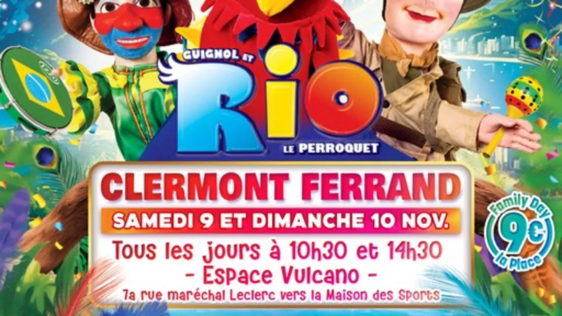 Guignol Rhône Alpes et Rio le majestueux perroquet - Clermont Ferrand Guignol Rhône Alpes et Rio le majestueux perroquet - Clermont Ferrand