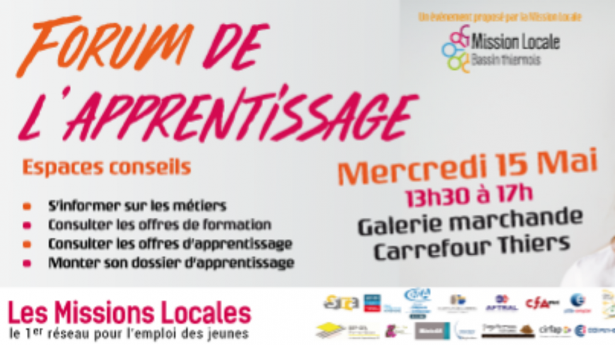 THIERS : FORUM DE L'APPRENTISSAGE CARREFOUR THIERS 15 MAI THIERS : FORUM DE L'APPRENTISSAGE CARREFOUR THIERS 15 MAI