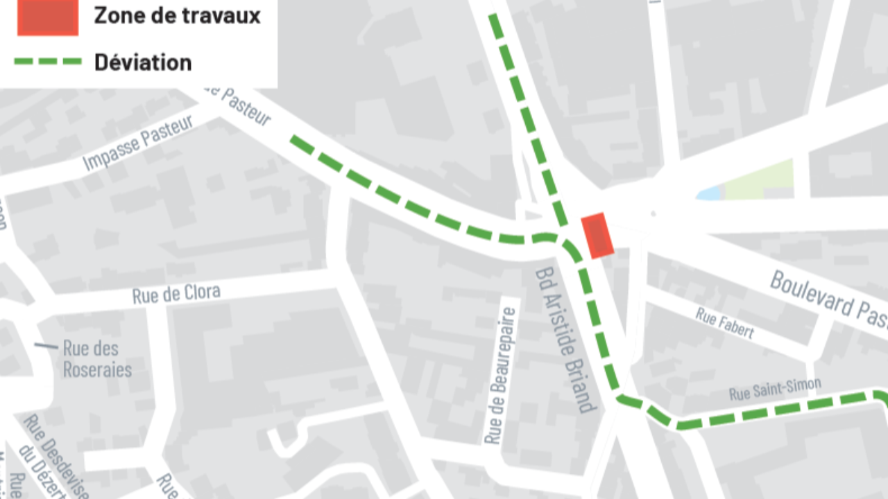 C' le chantier à Clermont-Ferrand : travaux de nuit au carrefour des boulevards Duclaux/Pasteur C' le chantier à Clermont-Ferrand : travaux de nuit au carrefour des boulevards Duclaux/Pasteur