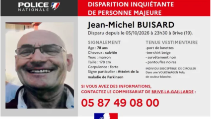 Brive : Un homme de 78 ans et atteint de Parkinson, port&eacute; disparu