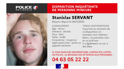 Disparition d&rsquo;un mineur &agrave; Clermont-Ferrand : la police cherche &agrave; localiser un adolescent de 14 ans